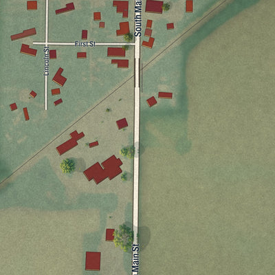 Second close-up of the map of Mount Cory, Ohio print showing more streets and buildings