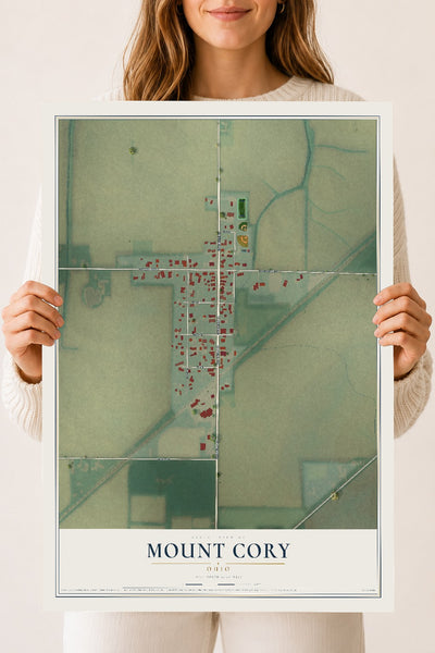 Map of Mount Cory, Ohio, 18 x 24 inch unframed archival matte print