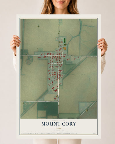 Map of Mount Cory, Ohio, 24 x 36 inch unframed archival matte print