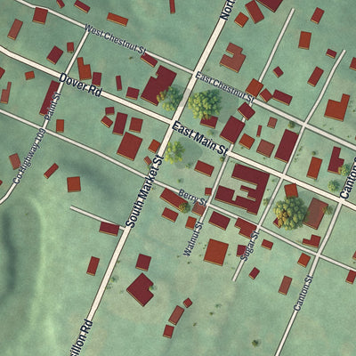 Close-up of the map of Mount Eaton, Ohio print showing street and building detail