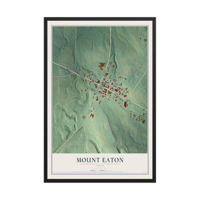 Map of Mount Eaton, Ohio, 12 x 18 inch print in a black wood frame