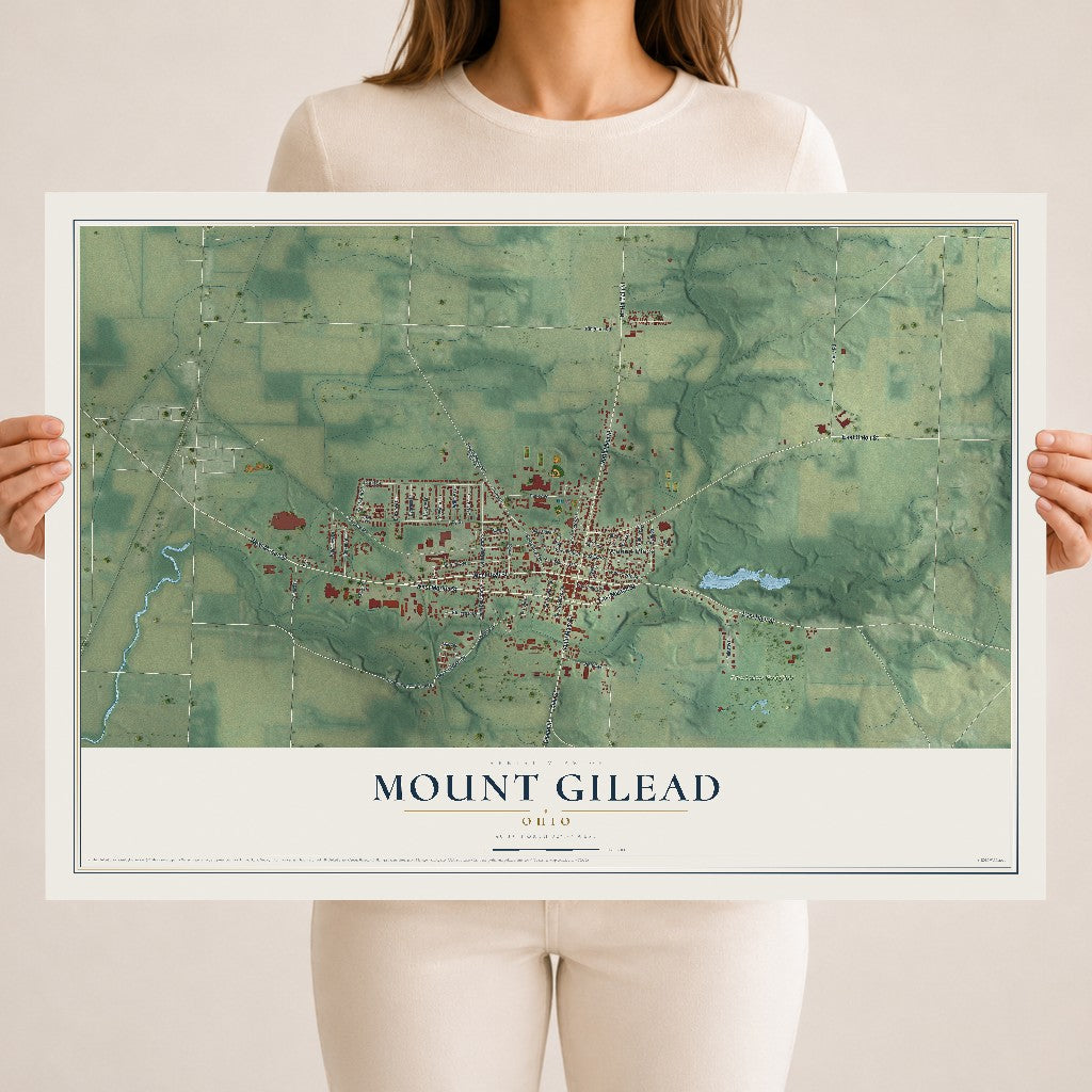 Map of Mount Gilead, Ohio, 18 x 24 inch unframed archival matte print