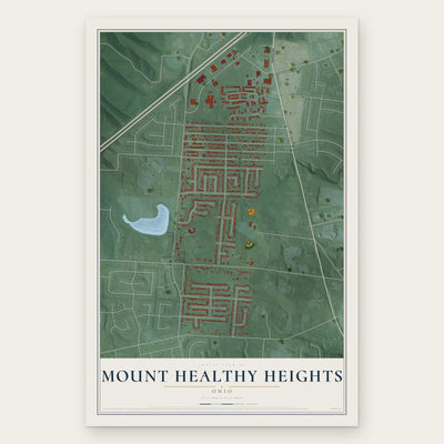Mount Healthy Heights, Ohio map print, the full design