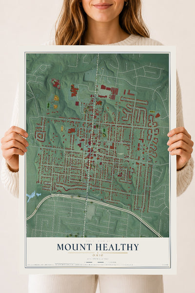 Map of Mount Healthy, Ohio, 18 x 24 inch unframed archival matte print