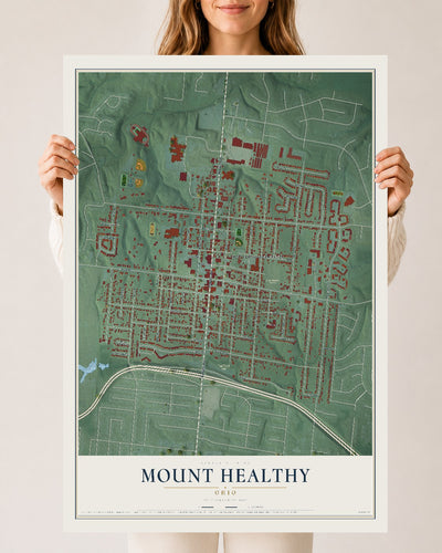 Map of Mount Healthy, Ohio, 24 x 36 inch unframed archival matte print