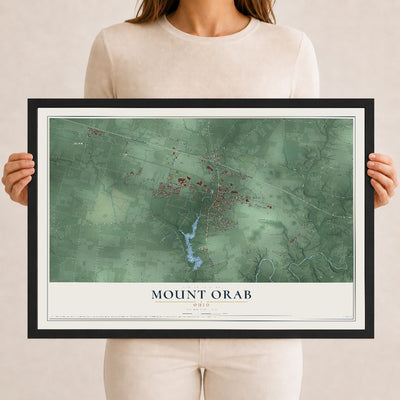 Map of Mount Orab, Ohio, 12 x 18 inch print in a black wood frame