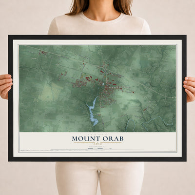 Map of Mount Orab, Ohio, 18 x 24 inch print in a black wood frame