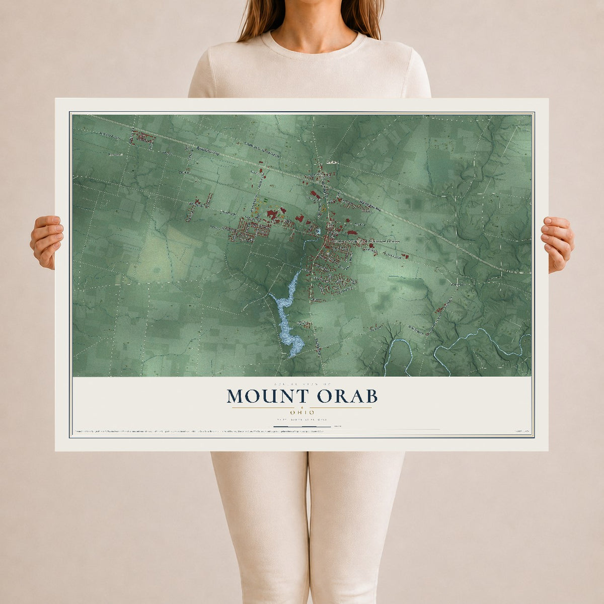 Map of Mount Orab, Ohio, 24 x 36 inch unframed archival matte print