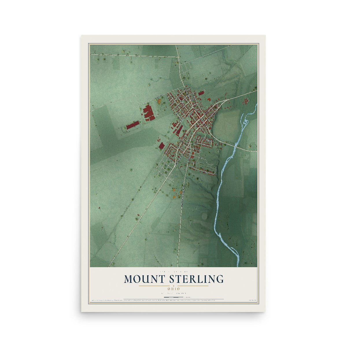 Map of Mount Sterling, Ohio, 12 x 18 inch unframed archival matte print