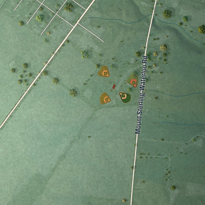 Second close-up of the map of Mount Sterling, Ohio print showing more streets and buildings