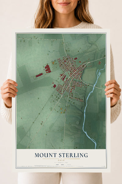 Map of Mount Sterling, Ohio, 18 x 24 inch unframed archival matte print