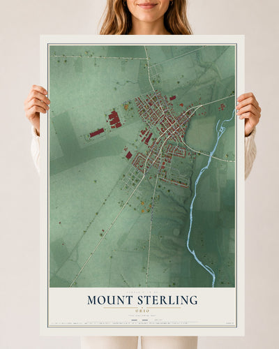 Map of Mount Sterling, Ohio, 24 x 36 inch unframed archival matte print