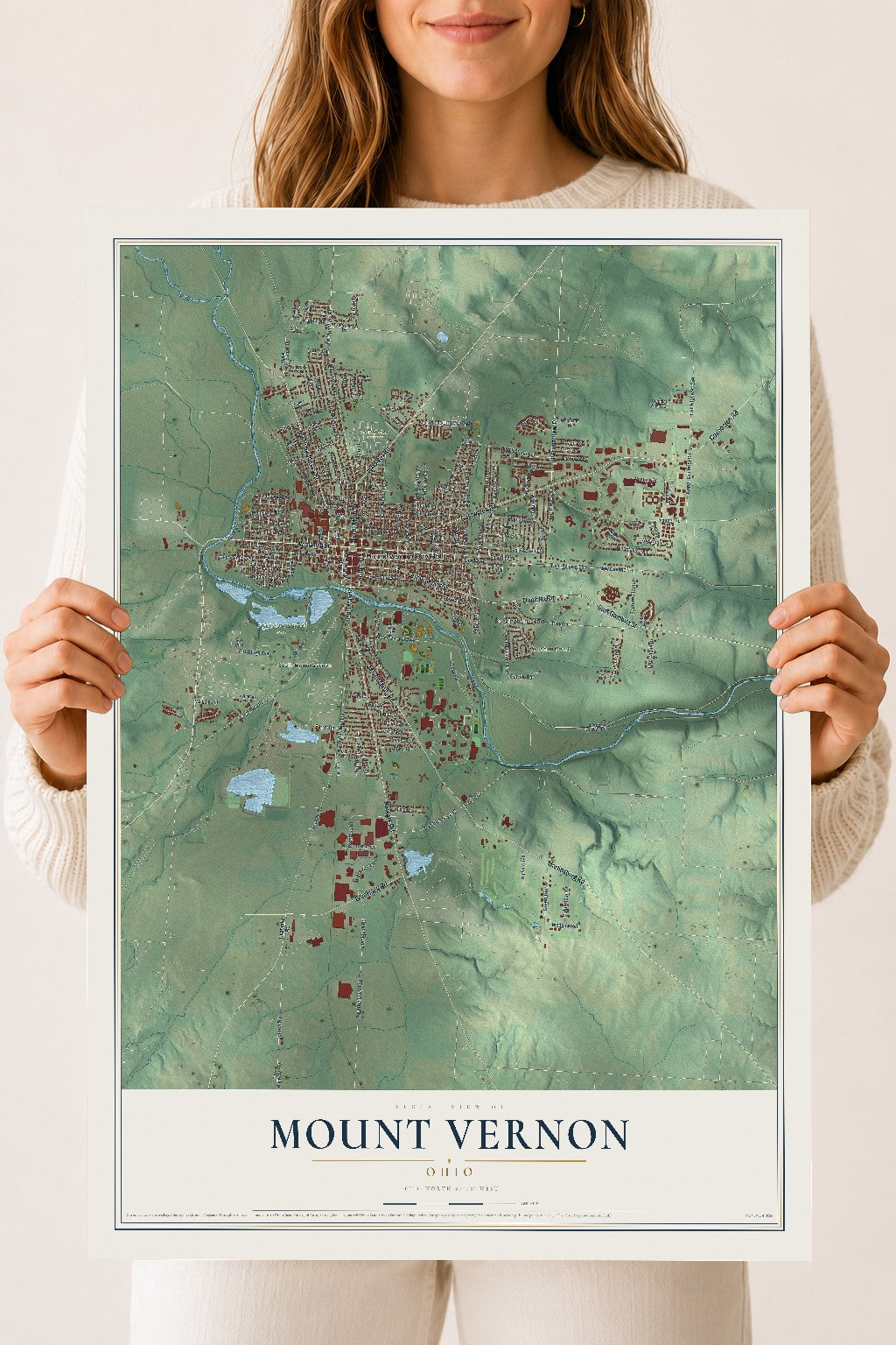 Map of Mount Vernon, Ohio, 18 x 24 inch unframed archival matte print