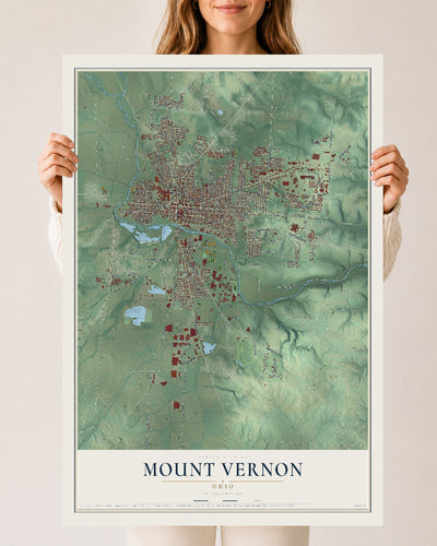 Map of Mount Vernon, Ohio, 24 x 36 inch unframed archival matte print