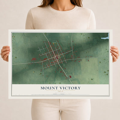 Map of Mount Victory, Ohio, 12 x 18 inch unframed archival matte print