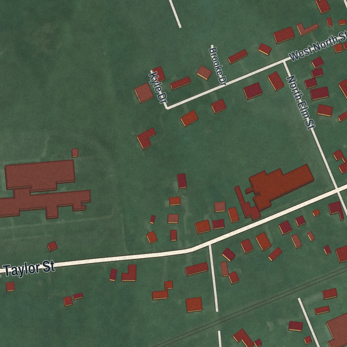 Second close-up of the map of Mount Victory, Ohio print showing more streets and buildings