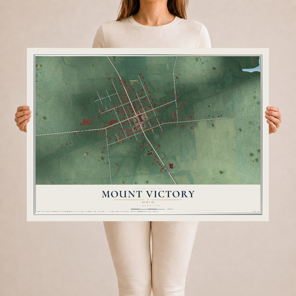 Map of Mount Victory, Ohio, 24 x 36 inch unframed archival matte print