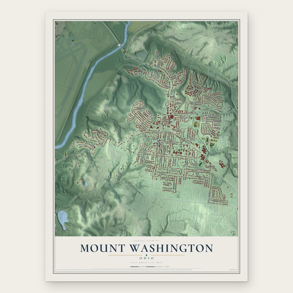 Mount Washington, Ohio map print, the full design