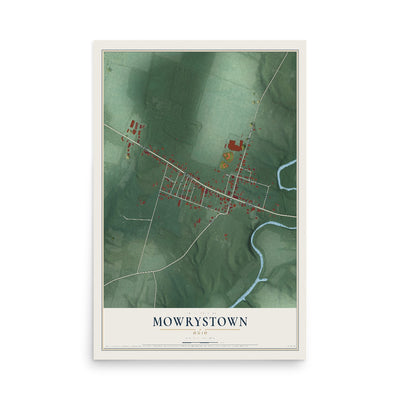 Map of Mowrystown, Ohio, 12 x 18 inch unframed archival matte print