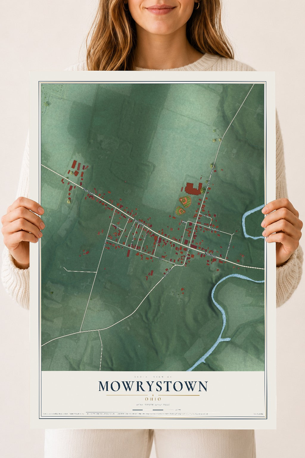 Map of Mowrystown, Ohio, 18 x 24 inch unframed archival matte print