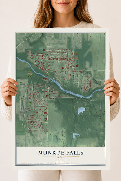 Map of Munroe Falls, Ohio, 18 x 24 inch unframed archival matte print
