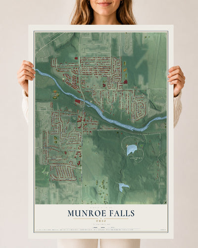 Map of Munroe Falls, Ohio, 24 x 36 inch unframed archival matte print