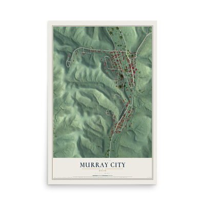 Map of Murray City, Ohio, 12 x 18 inch unframed archival matte print