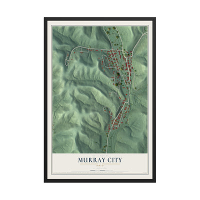 Map of Murray City, Ohio, 12 x 18 inch print in a black wood frame