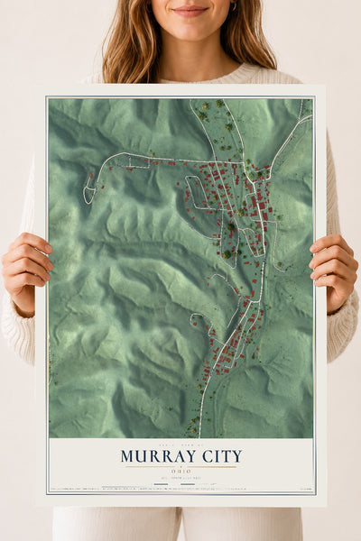 Map of Murray City, Ohio, 18 x 24 inch unframed archival matte print