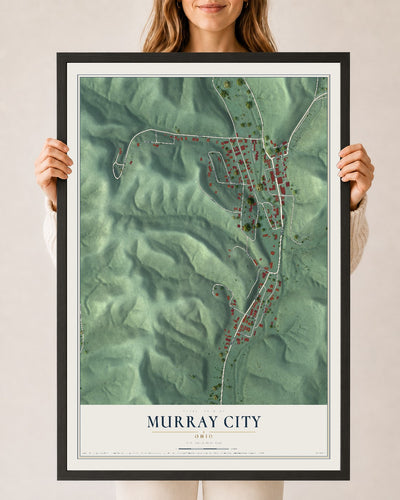 Map of Murray City, Ohio, 24 x 36 inch print in a black wood frame