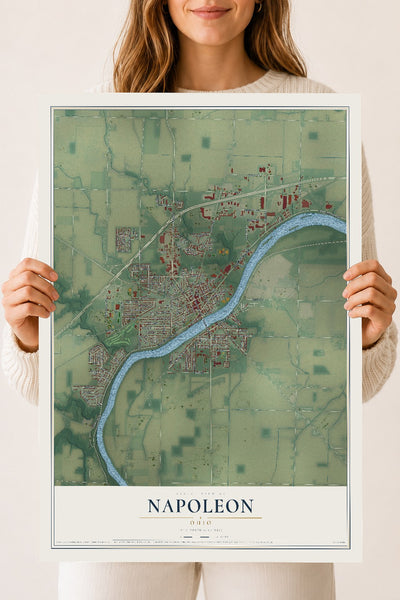 Map of Napoleon, Ohio, 18 x 24 inch unframed archival matte print