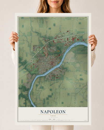 Map of Napoleon, Ohio, 24 x 36 inch unframed archival matte print