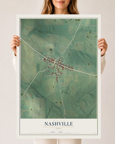 Map of Nashville, Ohio, 24 x 36 inch unframed archival matte print