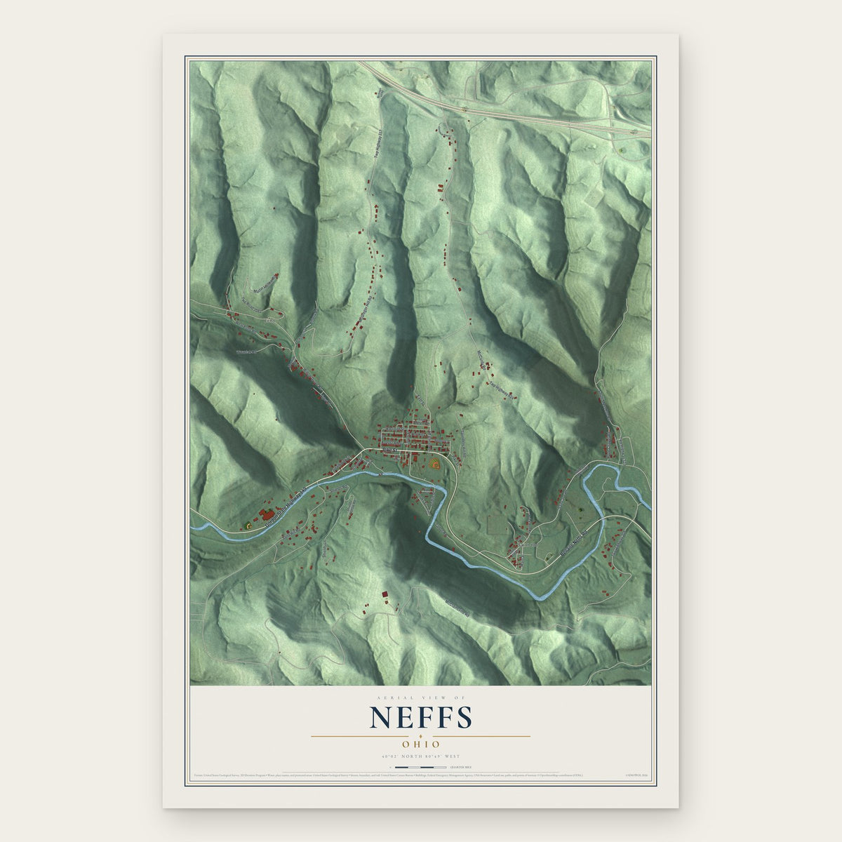 Neffs, Ohio map print, the full design
