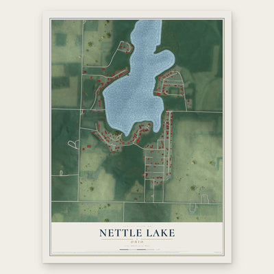 Nettle Lake, Ohio map print, the full design