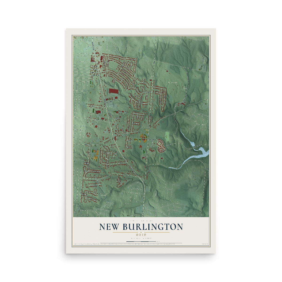 Map of New Burlington, Ohio, 12 x 18 inch unframed archival matte print