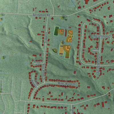 Second close-up of the map of New Burlington, Ohio print showing more streets and buildings