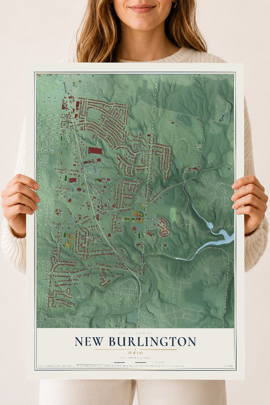 Map of New Burlington, Ohio, 18 x 24 inch unframed archival matte print