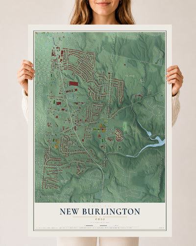 Map of New Burlington, Ohio, 24 x 36 inch unframed archival matte print