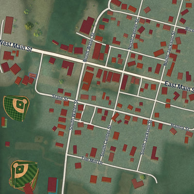 Close-up of the map of Ney, Ohio print showing street and building detail