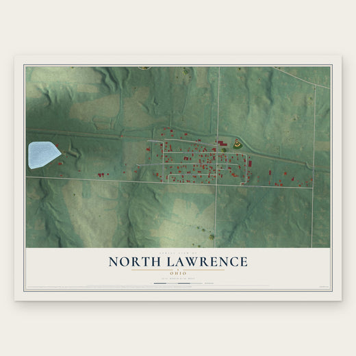 North Lawrence, Ohio map print, the full design