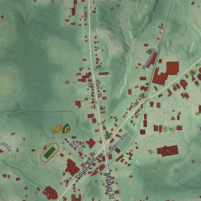 Close-up of the map of North Lima, Ohio print showing street and building detail