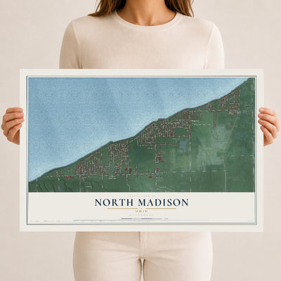 Map of North Madison, Ohio, 12 x 18 inch unframed archival matte print