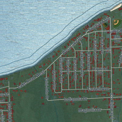 Second close-up of the map of North Madison, Ohio print showing more streets and buildings