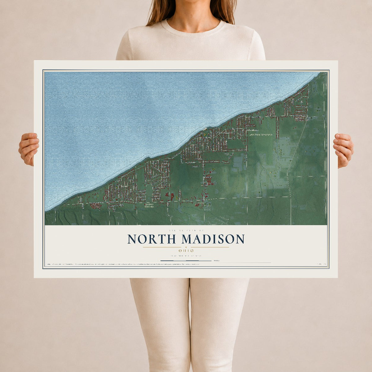 Map of North Madison, Ohio, 24 x 36 inch unframed archival matte print