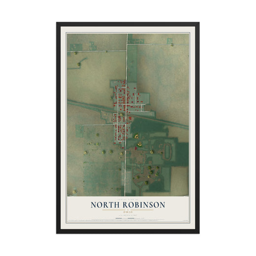 Map of North Robinson, Ohio, 12 x 18 inch print in a black wood frame