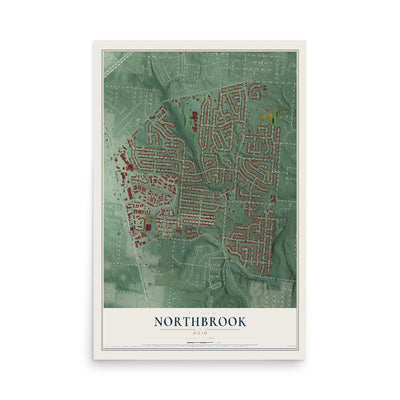 Map of Northbrook, Ohio, 12 x 18 inch unframed archival matte print
