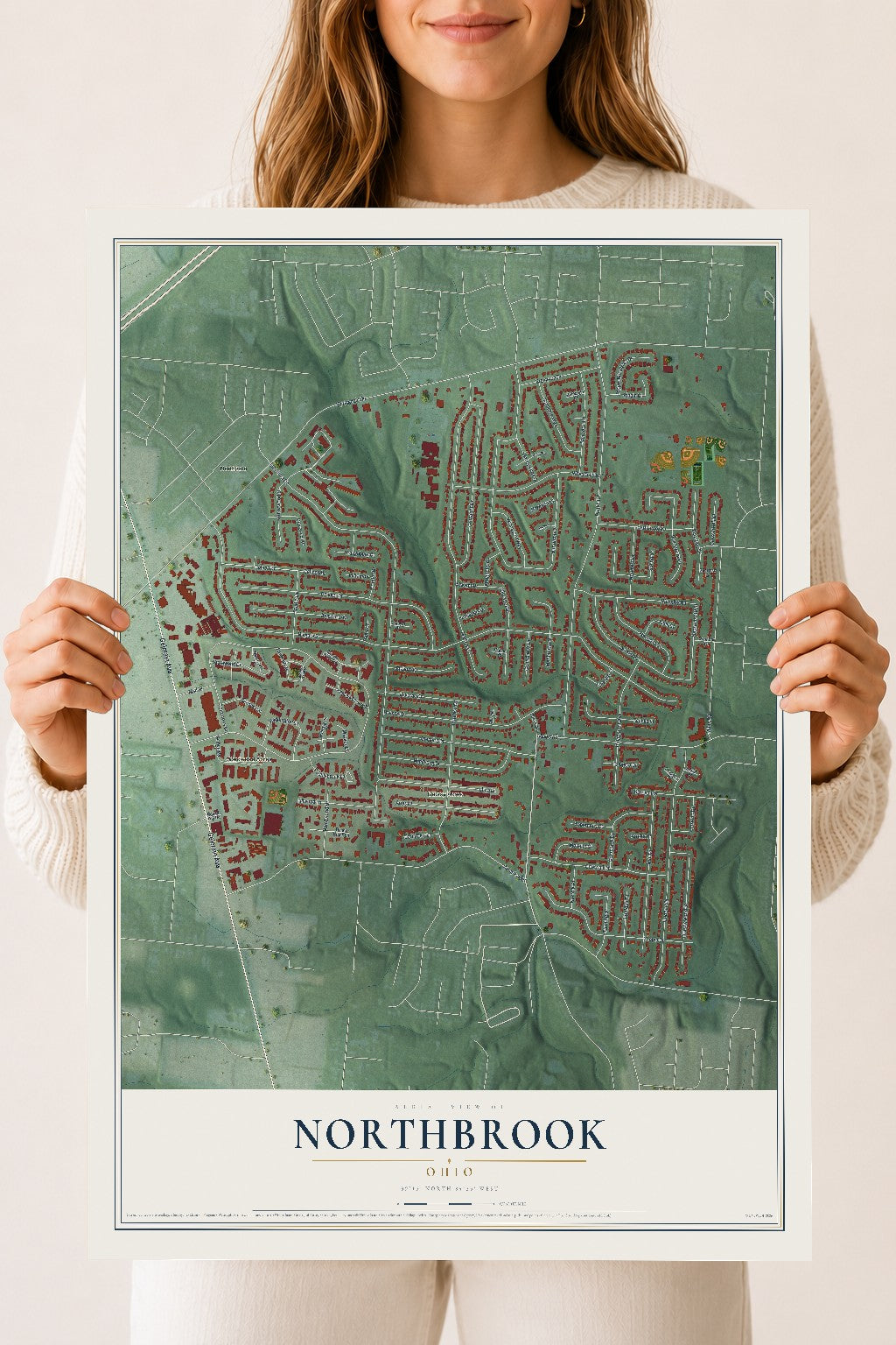 Map of Northbrook, Ohio, 18 x 24 inch unframed archival matte print