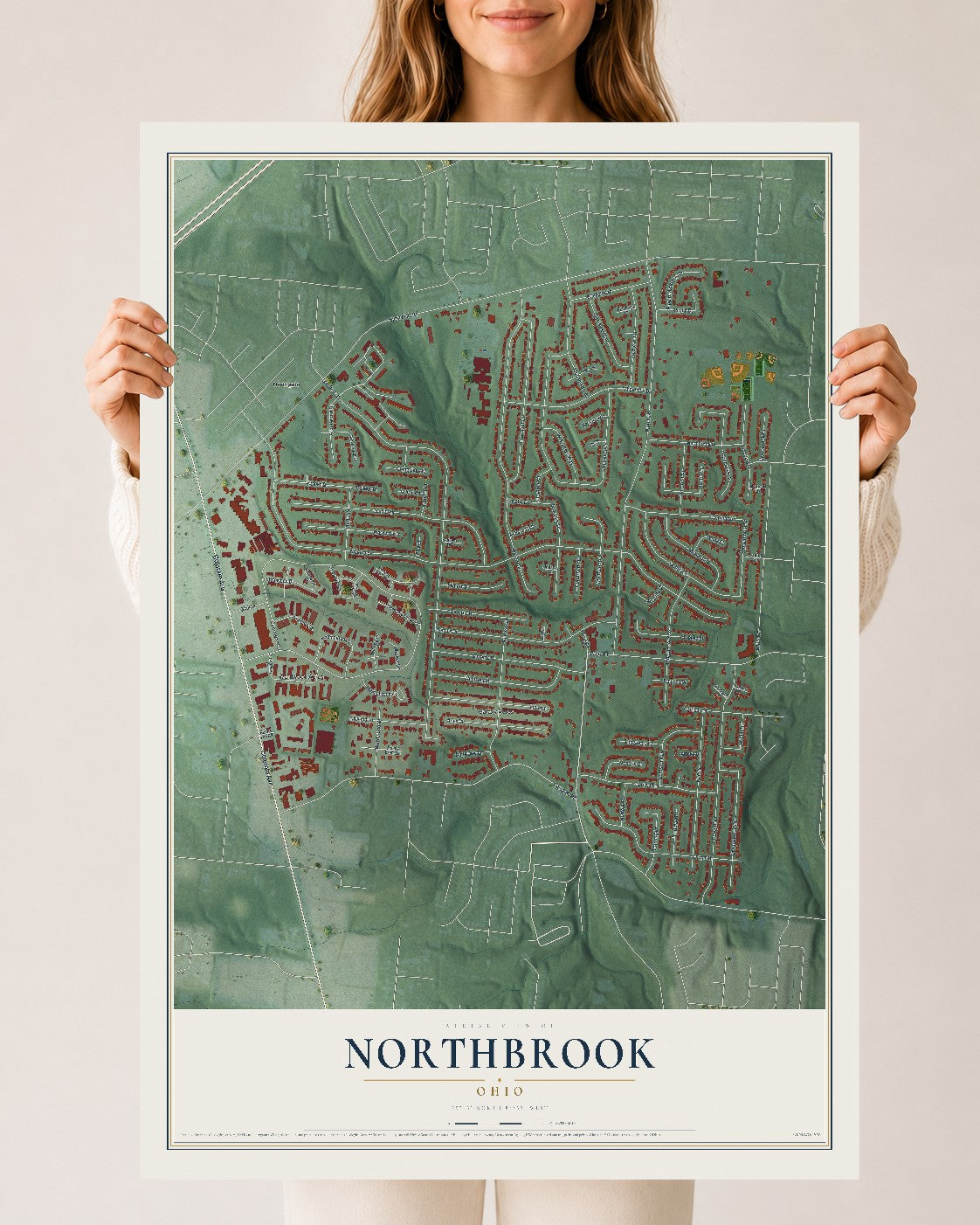 Map of Northbrook, Ohio, 24 x 36 inch unframed archival matte print