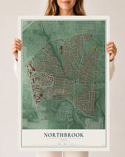 Map of Northbrook, Ohio, 24 x 36 inch unframed archival matte print